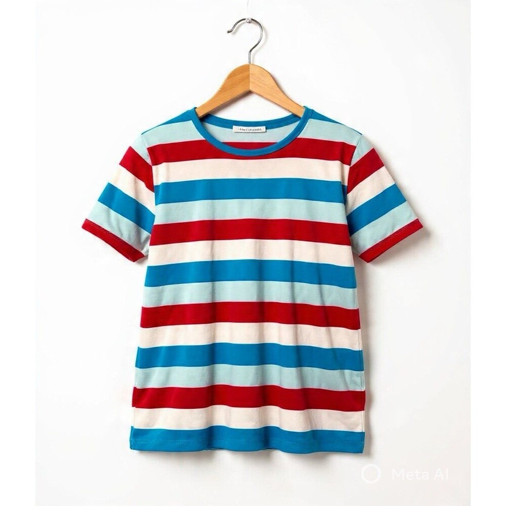 Lands’ End Striped T-Shirt XL Blue Red White